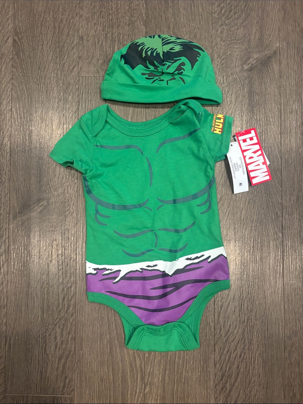 Marvel Hulk Infant Bodysuit & Beanie - Green & Purple